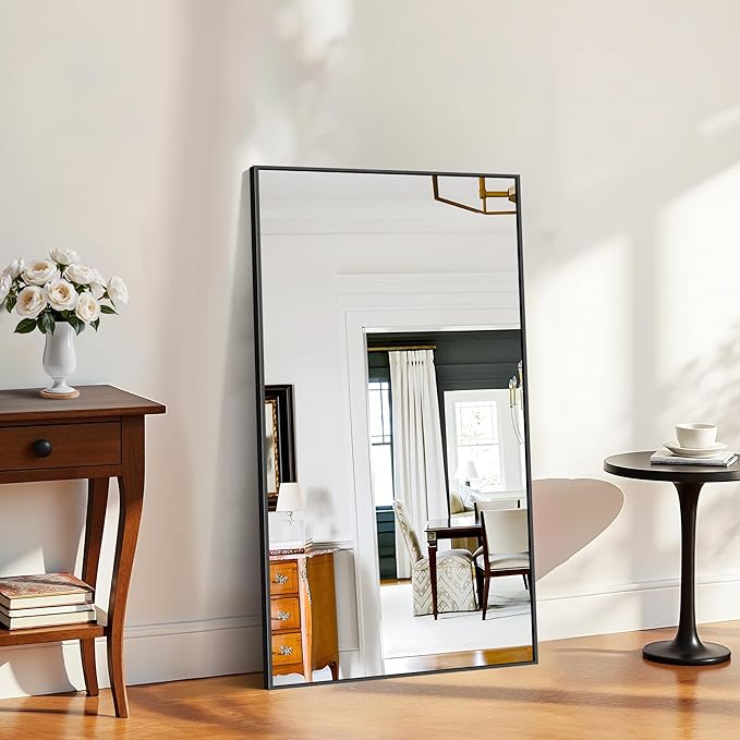 KOCUUY Bathroom Mirror, 30x55 Inch Large Black Mirrors for Wall, Rectangle Long Vanity Mirror with Aluminum Frame Modern Home Decor for Bathroom, Living Room, Entryway, Hang Horizontal/Vertical