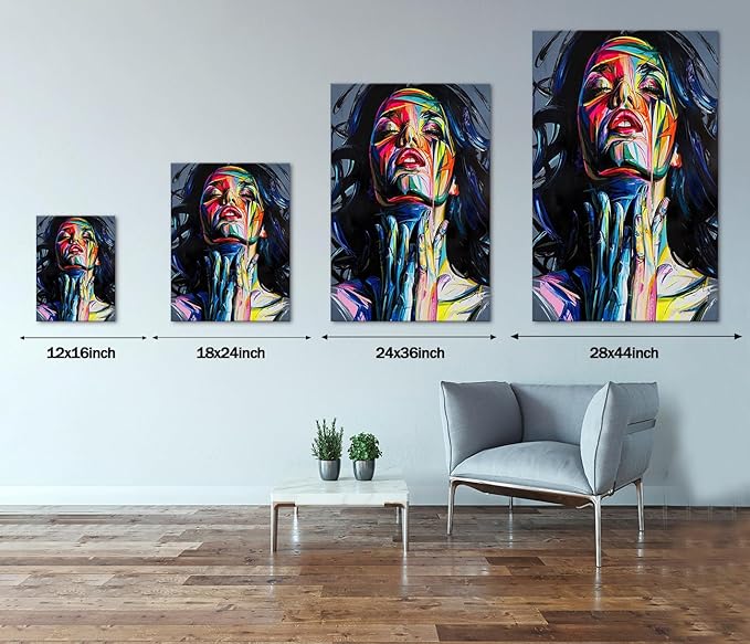 Yatsen Bridge Banksy Graffiti Street Art Colorful Graffiti Canvas Paintings Wall Decor Pictures Painted Woman Art Prints Posters Modern Home Artwork for Living Room Wooden Framed(12''W x 16''H)