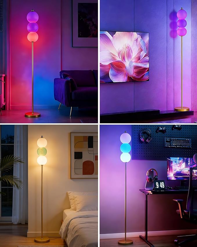 Lightdot RGB Floor Lamp with Touch Control, Dimmable Globe Modern Standing Lamp, RGB&3000K Color Changing LED Floor Lamp Ambient Lighting, Blue Tall Lamp for Living Room Bedroom Gaming Corner Decor