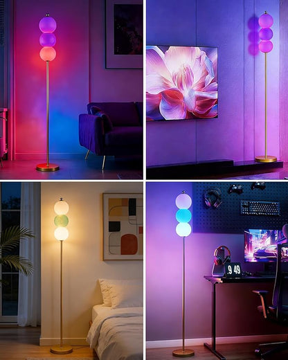 Lightdot RGB Floor Lamp with Touch Control, Dimmable Globe Modern Standing Lamp, RGB&3000K Color Changing LED Floor Lamp Ambient Lighting, Blue Tall Lamp for Living Room Bedroom Gaming Corner Decor