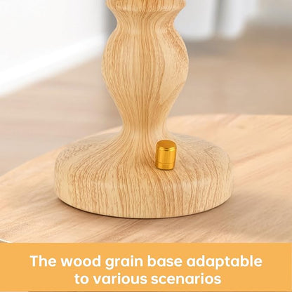 Rattan Table Lamp with Knob Switch, Seamless Dimming Bedside Lamp Wood Base, Small Nightstand Lamp for Bedroom, E26 Bulb Included