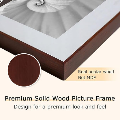 brisafe Wood Picture Frame 8x10 Matted to 5x7, Solid Wood Photo Frame with Tempered Glass, Wall Mouont and Tabletop, Horizontal & Vertical, Mothers Day Gifts, Walnut