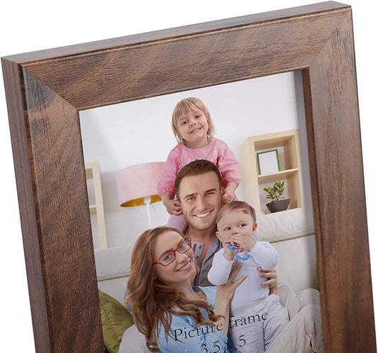 Giftgarden 3.5x5 Picture Frame Brown 12 Pack, Rustic Walnut 3.5 x 5 Photo Frames Bulk for Desktop Display or Wall Mount