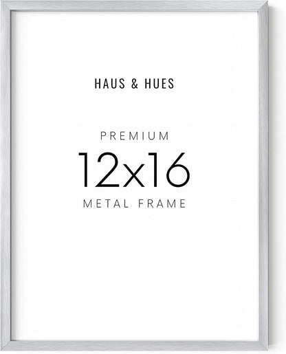 HAUS AND HUES 12x16 Silver Picture Frame - Modern Aluminum Wall Display - Lightweight Frame for Artwork and Posters - Ready-to-Hang Vertically & Horizontally (12x16 in, Silver)