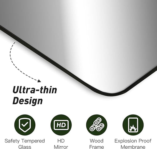 CULER Black Bathroom Wall Mirror,20 x 30 Inch Rectangle Vanity Modern Tempered Glass Mirror for Bedroom,Living Room,Entryway (20x30 Inch, Black)