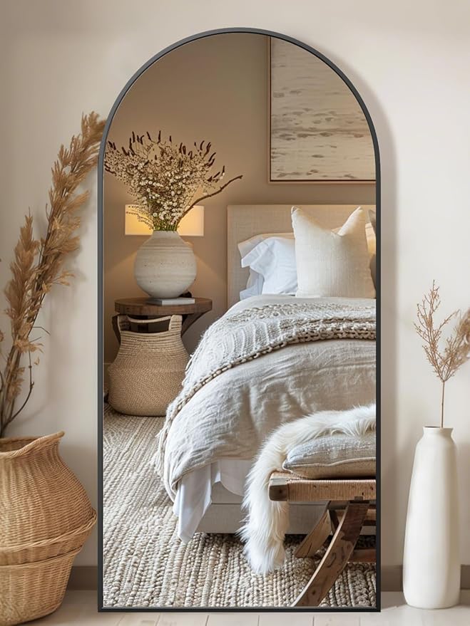 71"x32" Floor Mirror Full Length, Arched Full Length Mirror with Stand, Large Full Body Mirrors for Bedroom Living Room or Cloakroom Gold