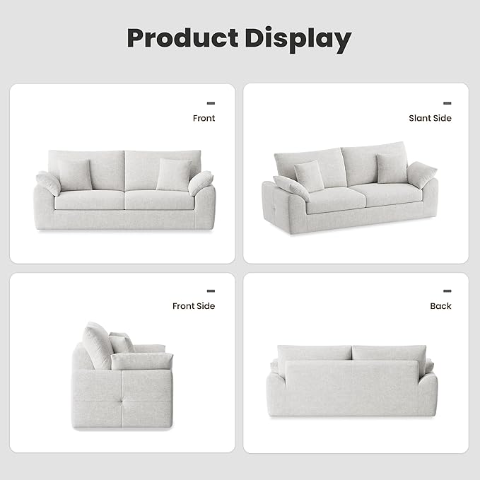 89.8" Modern Loveseat Sofa for Living Room, Cloud Boneless Couches with 4 Pillows, Mid Century Loveseat couches for Small Place, No Assembly Required, Beige