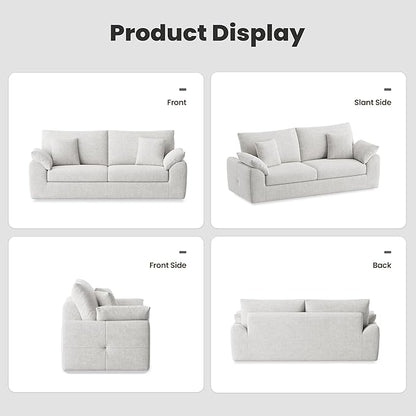 89.8" Modern Loveseat Sofa for Living Room, Cloud Boneless Couches with 4 Pillows, Mid Century Loveseat couches for Small Place, No Assembly Required, Beige