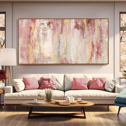 Extra Large Canvas Art Framed Wall Art for Living Room Decor Pink Pictures for Wall Abstract Modern Artwork 36”x70”