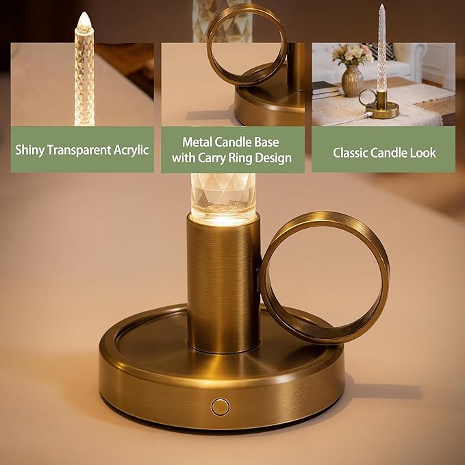 L LOHAS LED Flameless Candles, 3 Level Brightness Adjustable, 1000mAh Rechargeable Battery Operated Candles, 3000K Soft White, Fake Candles for Valentines Aniversary Wedding, 3.54"x2.95"x10", 2 Pack