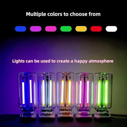 Red Car USB Lights Touch Dimmable - Retro Glass Bottle LED Atmosphere Lamp - Portable Mini Night Light for Auto Interior, Bedroom, Holiday Decor (Purple)