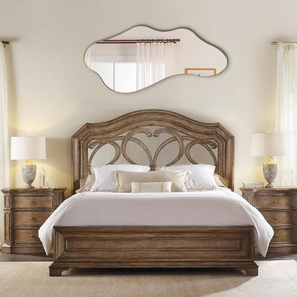 Irregular Wall Mirror, 47"x22" Gold Asymmetrical Mirror with Metal Frame, Modern Organic Shaped Mirror for Living Room Bedroom Hallway Entryway, Horizontal or Vertical Wall Hanging