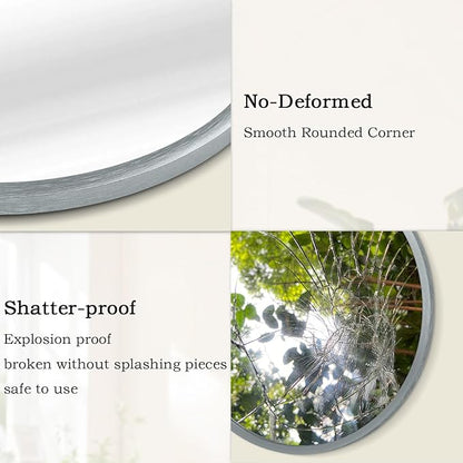 Bathroom Mirror for Wall Mirrors for Wall Metal Framed Round Hanging Mirror Matte Deep Grey Small Mirror Modern Tempered Glass for Restroom Hanging Deep Grey