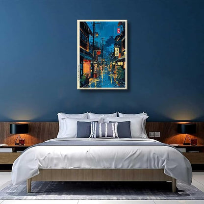 Large Tokyo Tea House Canvas Wall Art Japanese City Street Coffee Decor painting Pictures Ukiyo-e Illustration Anime Posters Prints for living room Bathroom Bedroom Office Hallway Home Decoration