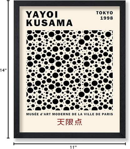 Poster Master Vintage Poster - Retro Pop Art Print - Gift for Artist, Friend - Black Dots, Tokyo, Ville de Paris, Modern, Abstract - Wall Decor for Home, Office, 11x14 Black Framed