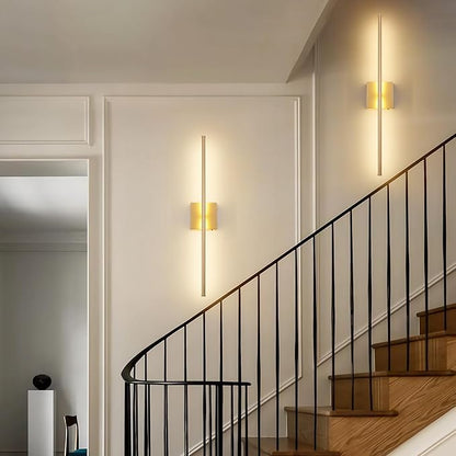 KARTOOSH Battery Operated Wall Sconces with Remote Control, Dimmable Wall Sconces Set of Two, 350°Rotate, 3000K LED Gold Wireless Wall Light for Living Room, Hallway, Bedroom, 28.3 Inch (2 Pack)