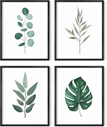 HAUS AND HUES Plant Wall Art - Green Wall Art Collection, Botanical Prints, Leaves Paintings for Minimalist Decor (8x10, UNFRAMED)