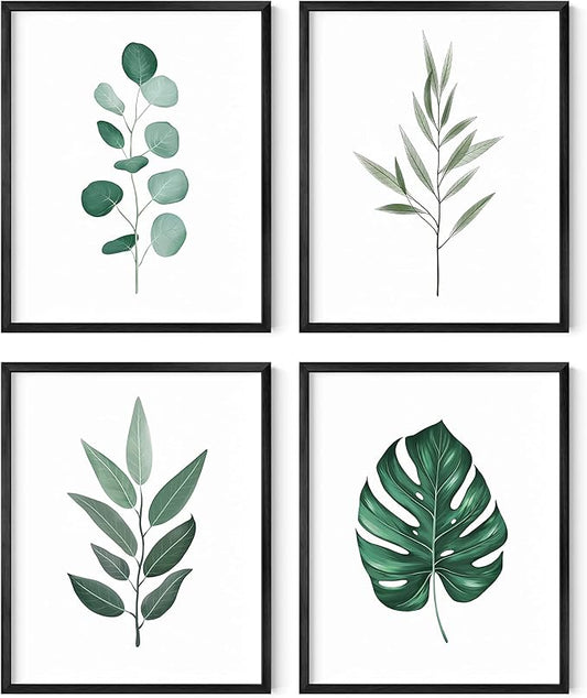 HAUS AND HUES Plant Wall Art - Green Wall Art Collection, Botanical Prints, Leaves Paintings for Minimalist Decor (8x10, UNFRAMED)