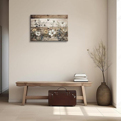 EGMAVQZY Vintage Floral Wall Art Rustic Flowers Wall Decor Farmhouse Canvas Poster Picture for Home Wall Decor, Living Room and Bedroom Decor 24x36 Inch Ready to Hang