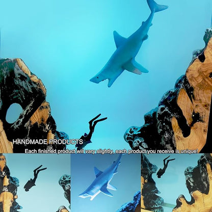 Epoxy Resin Shark Lamp, Ocean Night Light,Artistry Home Decor Bedside Nightlight, Unique Resin Lighting, Nightstand Decorations for Bedroom, Suitable for Holidays(Shark Lamp)