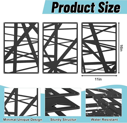 DAYSUP 3 Pieces Black Abstract Metal Wall Art, Minimalist Décor Single Line Art Wall Décor, 3D Textured Metal Wall Sculptures for Living Room Home Decor Bedroom Bathroom Study (16 × 11 inch)