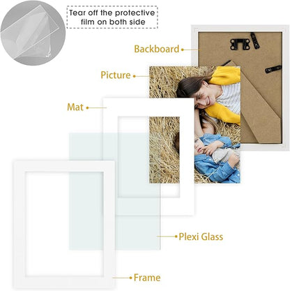 Golden State Art, 6x8 Picture Frame Set of 3 - Matted to 4x6 Photo - Engineered Wood Gallery Frame Set - Wall Mounting or Tabletop Display (White,3 Pack)