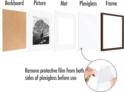 Americanflat 16x20 Picture Frame with Polished Plexiglass - Set of 5 - Use as 11x14 Frame with Mat or Display 16x20 Photo Without Mat - Galleria Collection - Picture Frames for Wall Display - Mahogany