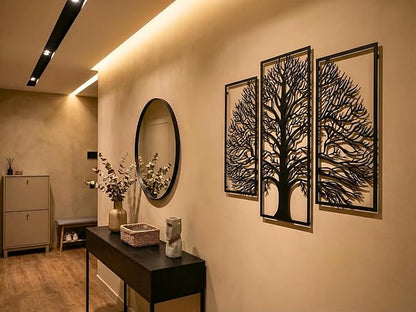 Vailla Tree of Life Wall Art Decor Set of 3 Wall Hanging Sculpture Modern Wall Home Decoration 3D Textured Sculptures for Living Room Bedroom Office Dinnig Room 3 Panels Family Tree Wall Hangings