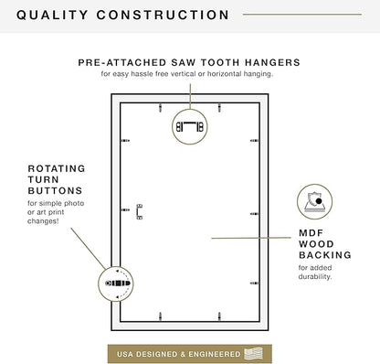 MCS Studio Gallery 14x22 Poster Frame Black Woodgrain Engineered Wood, Vertical & Horizontal Wall Hanging Large Picture Frame for Photos, Posters & Art Prints (1-Pack)