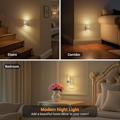 JandCase Motion Sensor Night Light, Dimmable Night Lights Plug Into Wall, 2 Pack 3000k Soft White Night-Lights With 0-100Lm Adjustable Brightness, Acrylic Plug In Nightlight For Bedroom Bathroom Decor