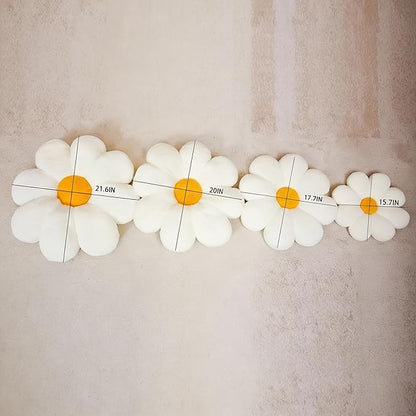 Large 21.6" Yellow Flower Pillow Floor & Office Chair Cushion – Faux Rabbit Fur Plush Decorative Pillow, Comfortable Gift for Girls Adults