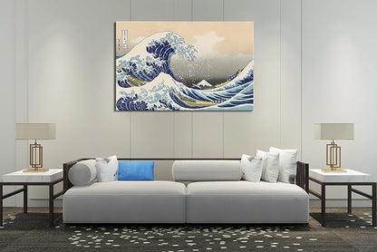 dgbtcart The Great Wave off Kanagawa by Hokusai Canvas Wall Art Japanese Classic Artwork Painting Decor for Living Room Seascape Picture Print for Bedroom Office Decoration - 32"x48"