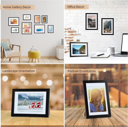 Giftgarden 4x6 Picture Frame Set of 10, Matted to 3.5x5 Photos with Mat or 6x4 Pictures without Mat, Multi Black Frames for Tabletop Wall Display