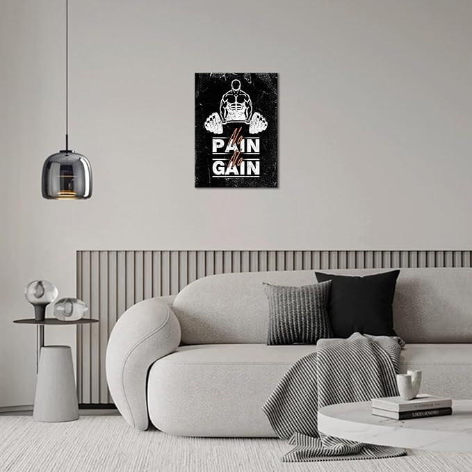 Motivational Wall Decor, Exercise Fitness Motivation Artwork, Inspirational Office Wall Art, Wooden Framed Encouraging Wall Art Print, Inspirational Canvas Wall Art for Office, Living Room