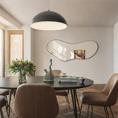 Irregular Frameless Mirror, 47.25"x20.8" Asymmetrical Aesthetic Wall Mirrors, Modern Organic Shape Mirrors for Living Room Bedroom Entryway Hallway, Horizontal or Vertical Hanging