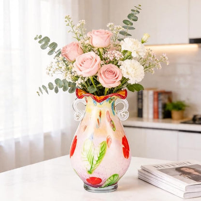 KAMMAK Colored Glass Vase, Beautiful Hand Blown Decorative Vase, Modern Art Vase for Flower Mantle Dining Table Centerpiece, Entryway Living Room Wedding Decoration, 8HPHL005