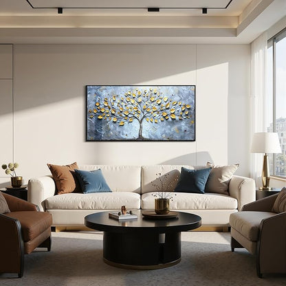 SERIMINO Tree of Life Wall Art, Large Wall Decor, Black Framed Wall Art, Nature Navy Tree Painting, Modern Abstract Canvas Prints, Big Pictures for Living Room Bedroom Office Home Decoration 20"x40"