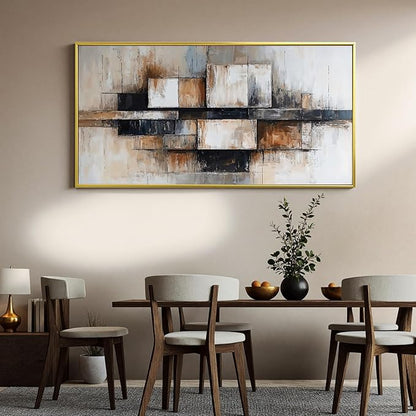 Modern Abstract Geometric Oversized Wall Art Decor For Living Room Modern Abstract Beige And Black Wall Art Geometric Decorations Prints Wall Art For Bedroom And Office Gold Frame Wall Decor 29 X 58In