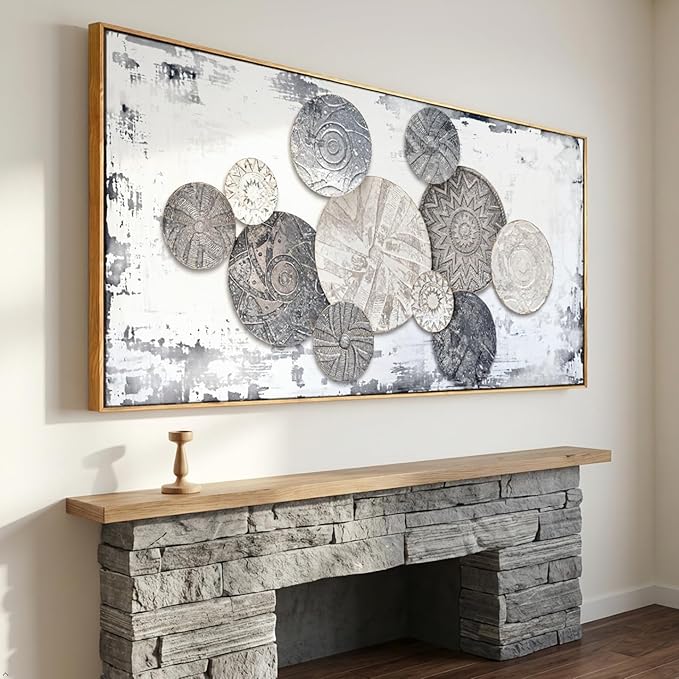 Wall Art Floral Rustic Wall Decor Brown and Grey Canvas Painting Abstract Wall Art for Bedroom Living Room Dining Room Home Office Decor 24"x48" with Framed
