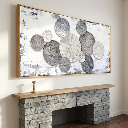 Wall Art Floral Rustic Wall Decor Brown and Grey Canvas Painting Abstract Wall Art for Bedroom Living Room Dining Room Home Office Decor 24"x48" with Framed
