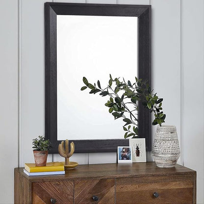 AAZZKANG Black Mirrors for Wall Rectangle Wood Framed Large 26"x18" Decorative Wall Mirror for Bedroom Bathroom Living Room Dressing Room Entryway