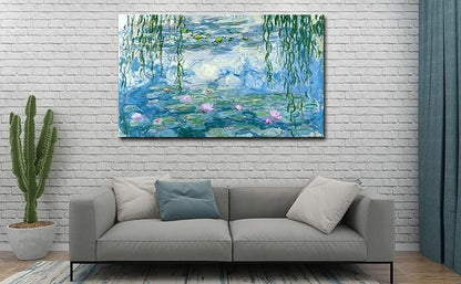 Claude Monet Canvas Wall Art - Water Lilies Classic Artwork Picture Print with Framed Painting for Home Office Wall Decor-16" x24"