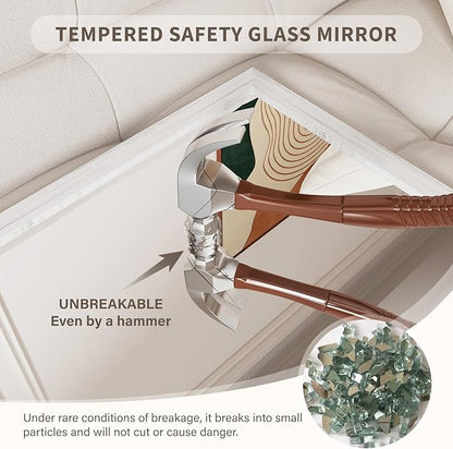 White Grey Wood Effect Framed Wall Mirror, 22x30 Rectangle Mirror, Anti-desilvering Tempered Glass, Sturdy Frame, Farmhouse Mirror, Anti-Rust, 3min Fast Setup for Bathroom Living Room
