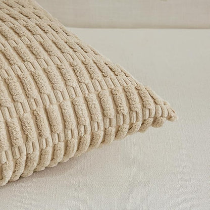 Fancy Homi 4 Packs Decorative Throw Pillow Covers for Living Room Couch Bed, Modern Farmhouse Boho Home Décor Accent Cushion Case, 24" x 12", Tan