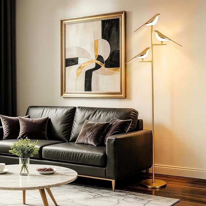 Remote Control Floor Lamps for Living Room: with 3 Adjustable LED Bird Lights - Easy to Install in 5 Minutes - Dimmable Standing Lamp - Tall Bird Floor Lamp for Bedroom Kids Room Home Decor