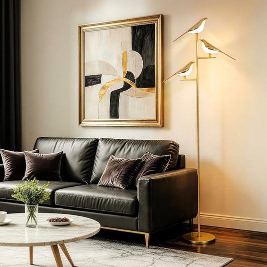Remote Control Floor Lamps for Living Room: with 3 Adjustable LED Bird Lights - Easy to Install in 5 Minutes - Dimmable Standing Lamp - Tall Bird Floor Lamp for Bedroom Kids Room Home Decor