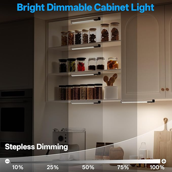 Under Cabinet Lighting,LED Closet Lights,Rechargeable Motion Sensor Light Indoor,3 Colors Dimmable,Magnetic Installation for Kitchen,Wardrobe,Bedroom,Drawer 3Pack