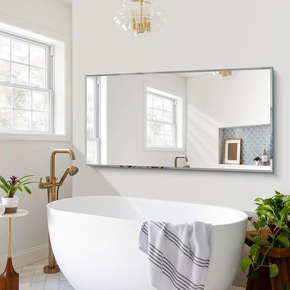 CILIBER Beveled Mirror, 30x60 Large Frameless Bathroom Mirrors for Wall, 3mm Tempered Glass Rectangle Vanity Mirror with Beveled Edge, Crystal-Clear, Hangs Horizontally or Vertically