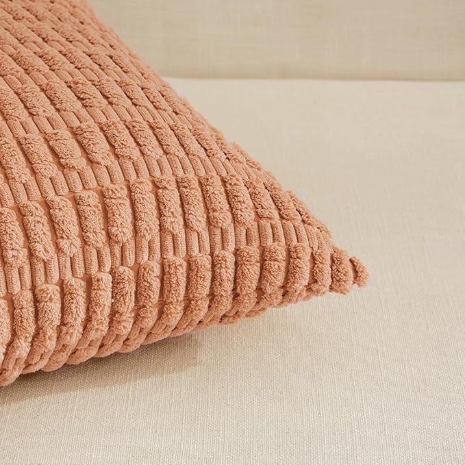 Fancy Homi 4 Packs Decorative Throw Pillow Covers for Living Room Couch Bed, Modern Farmhouse Boho Home Décor Accent Cushion Case, 20" x 20", Peach
