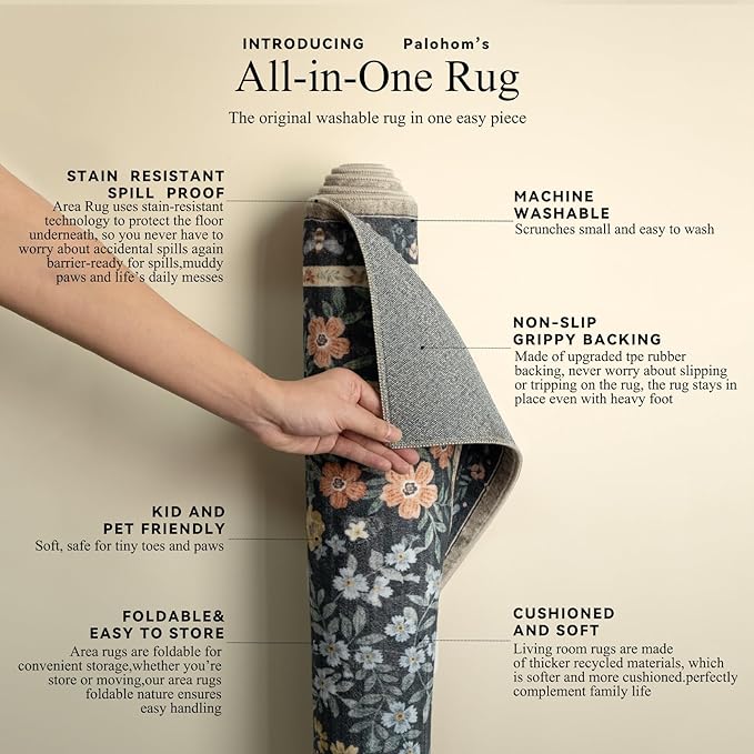 Washable Kitchen Rug Runners for Hallways: 2'x10' Entryway Rug with Non Slip Backing Low Pile Soft Indoor Long Floor Carpet Runners for Living Room Hallways Kitchen Bathroom Bedroom